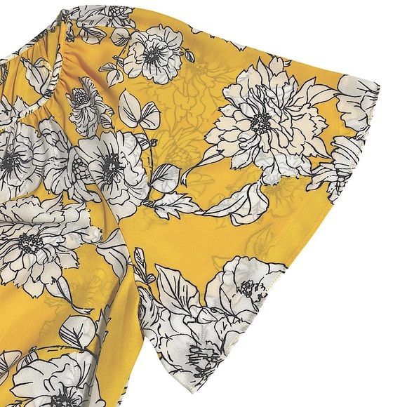 SAMI & JO - SIZE 3X - BRIGHT YELLOW FLORAL BLOUSE TOP - BOHO & FLOWY - B19 - Picture 10 of 10